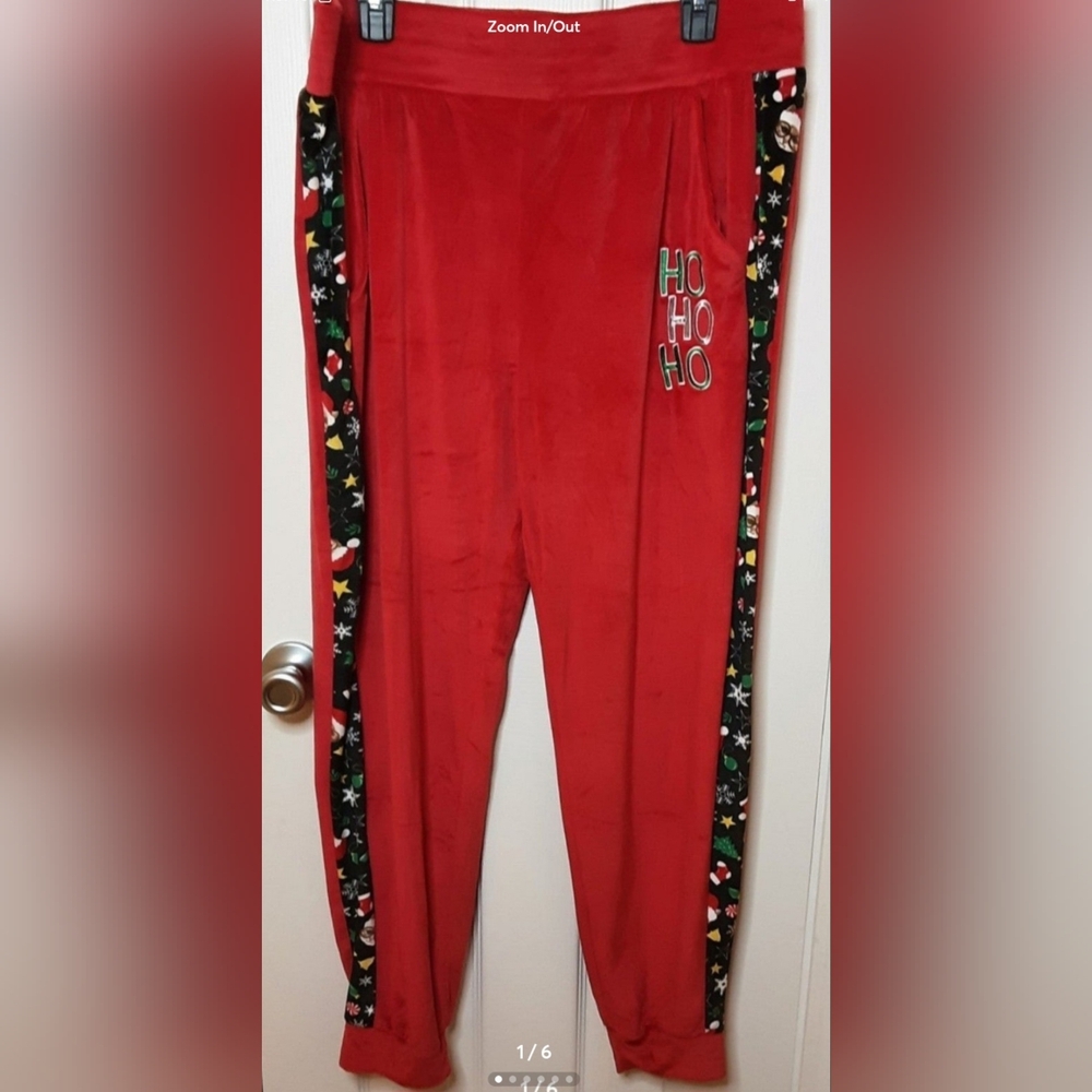 NEW Juniors Red Velour Christmas Joggers - Sz. XXL (19) **SO SOFT**